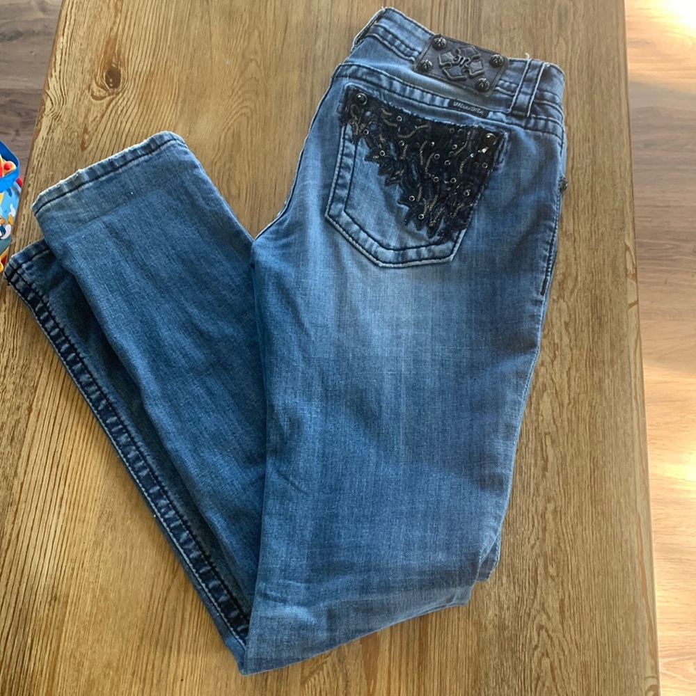Miss Me signature straight embellished pockets jeans size 28